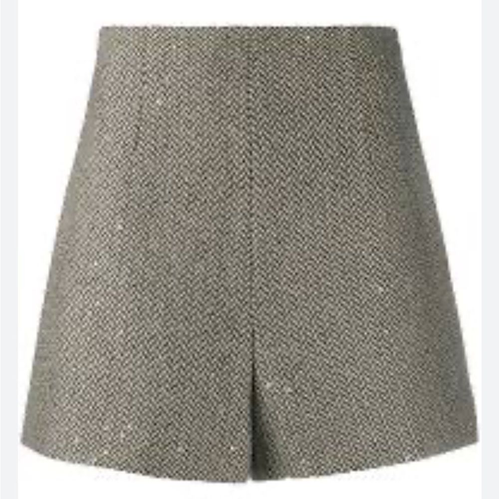 NWT Sandro Paulen High Waisted Herringbone Beige/ Gray Shorts With Sequin Size 3
